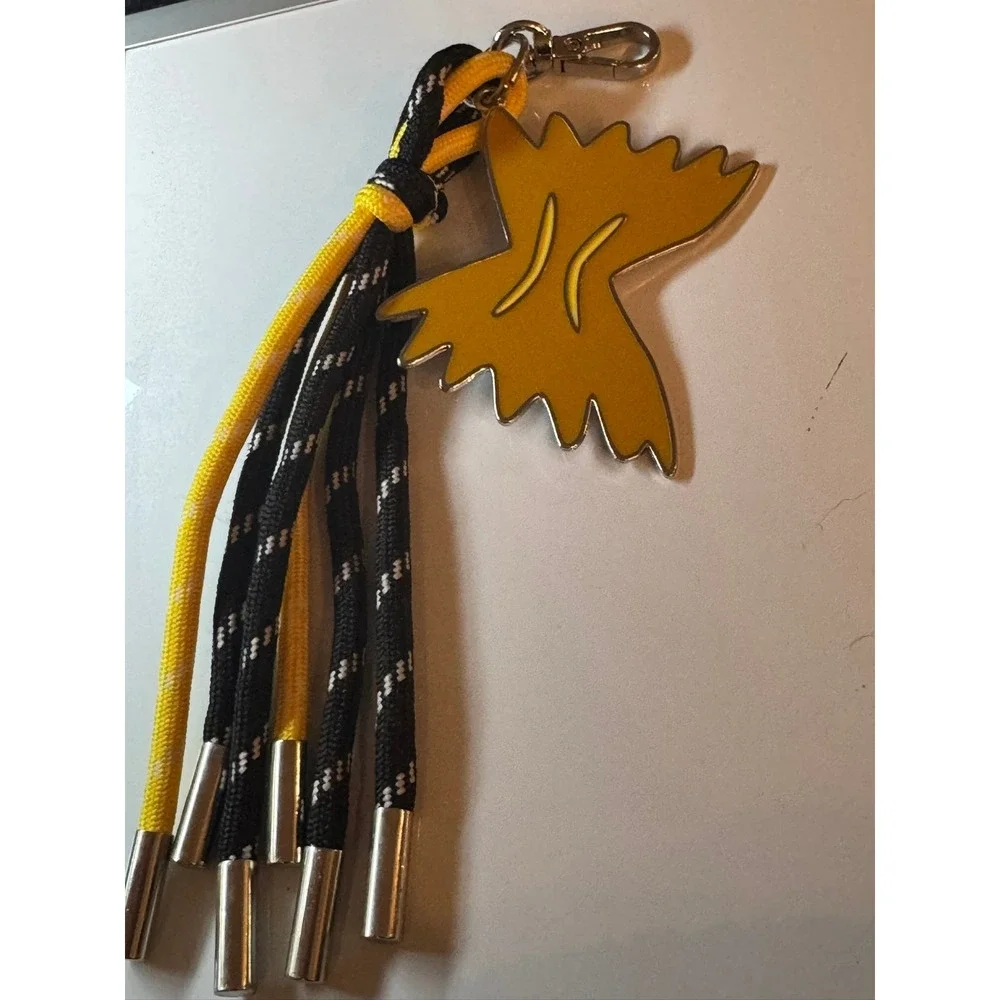 Yellow Farfalle Pasta Enamel Charm Keychain Paracord Tassel‎ Foodie Accessory